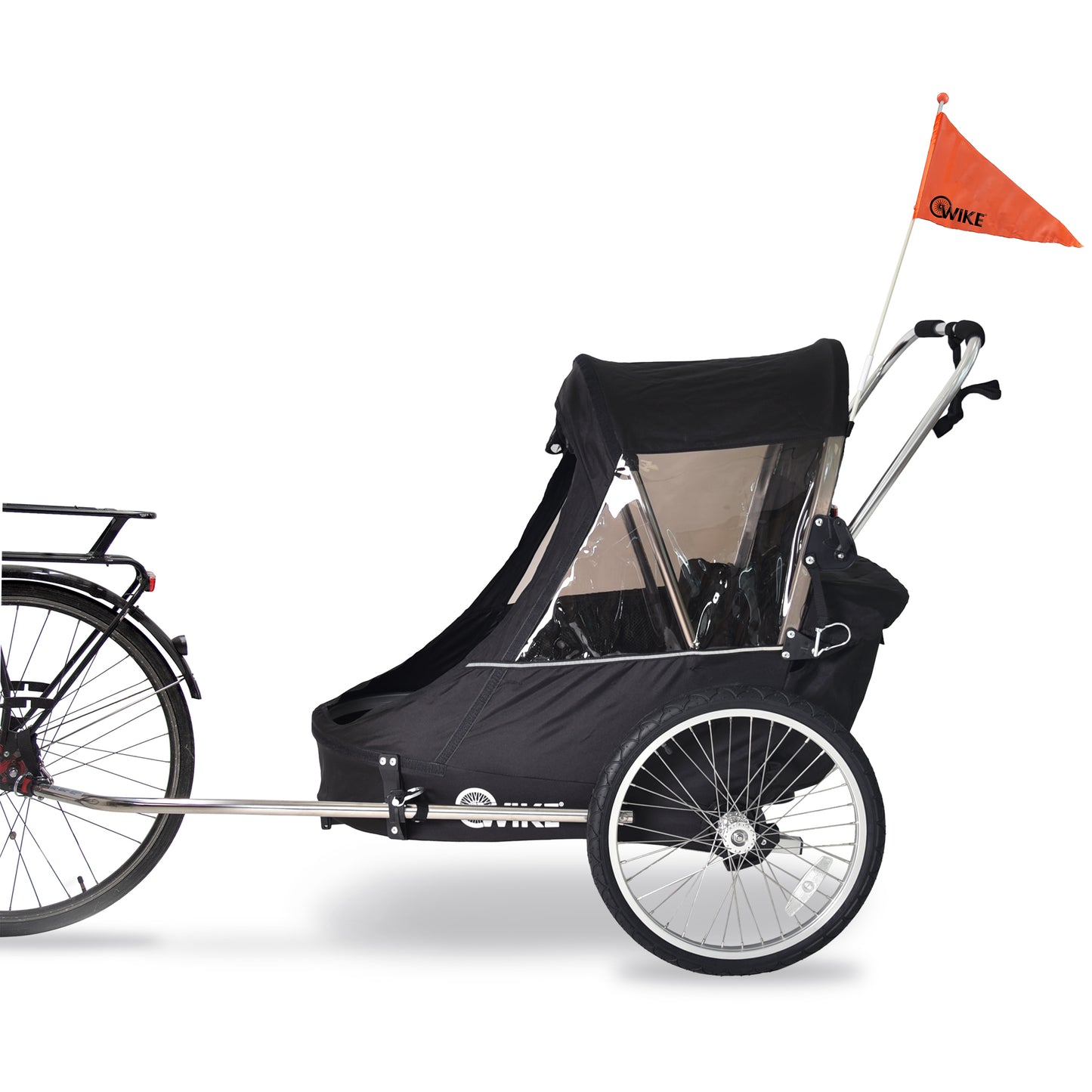 Wike Premium Double Children's Bike Trailer (Black) - includes Stroller & Jogging Kit