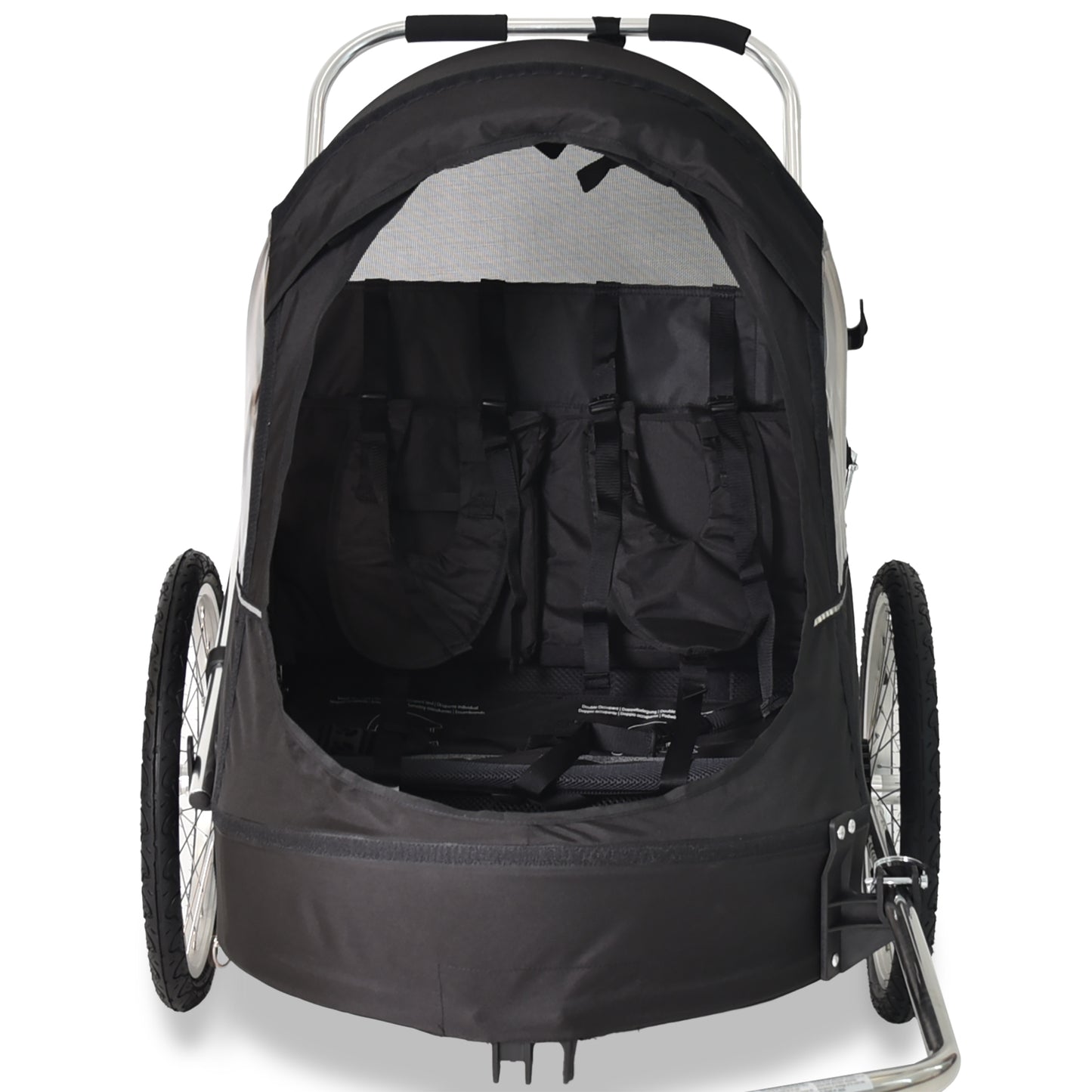 Wike Premium Double Children's Bike Trailer (Black) - includes Stroller & Jogging Kit