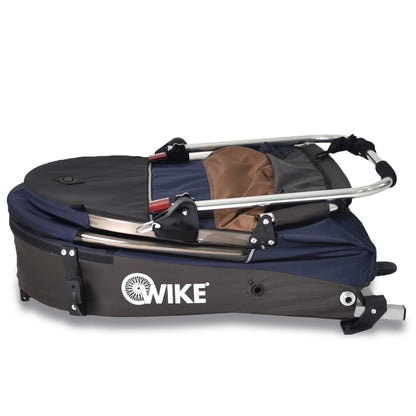 Wike Premium Double Children's Bike Trailer (Navy / Brown) - includes Stroller & Jogging Kit