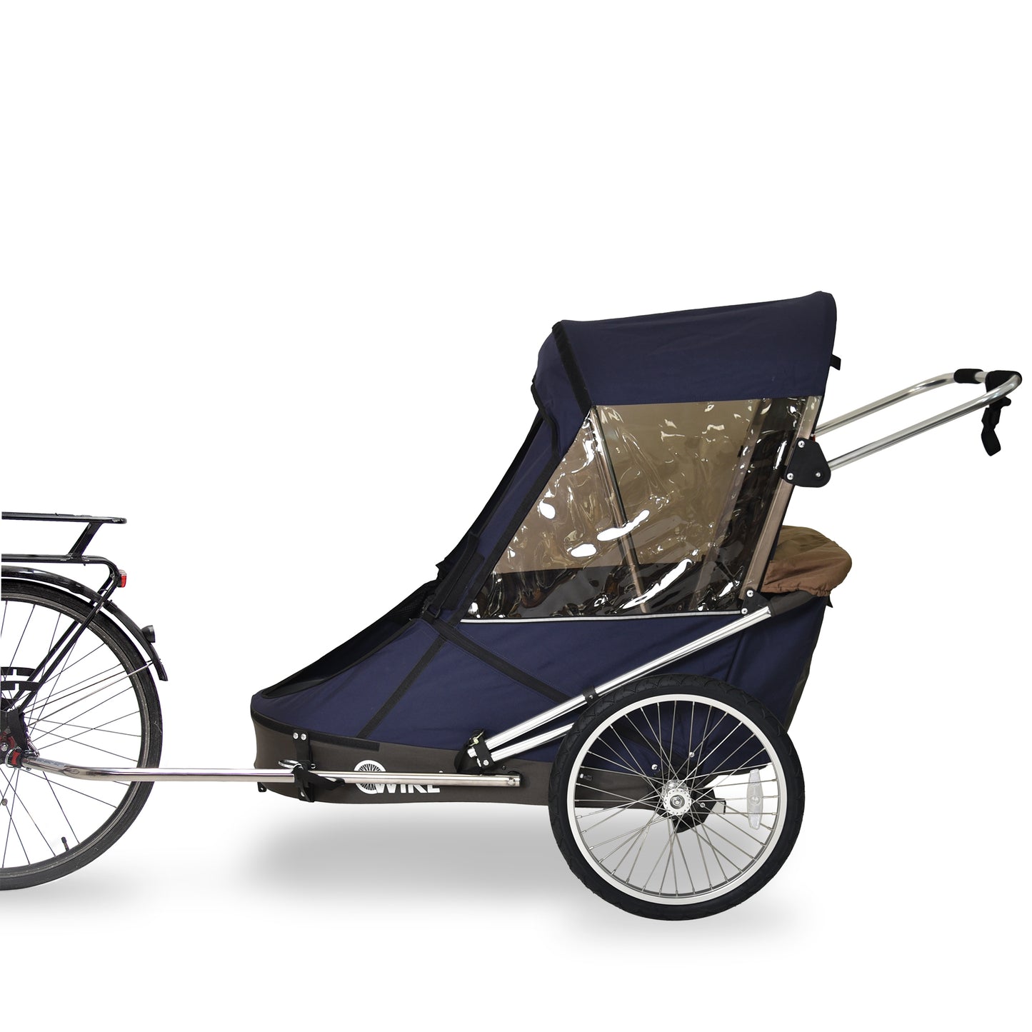 Wike Special Needs Large Bike Trailer (NAVY/BROWN) - includes Stroller & Jogging Kit