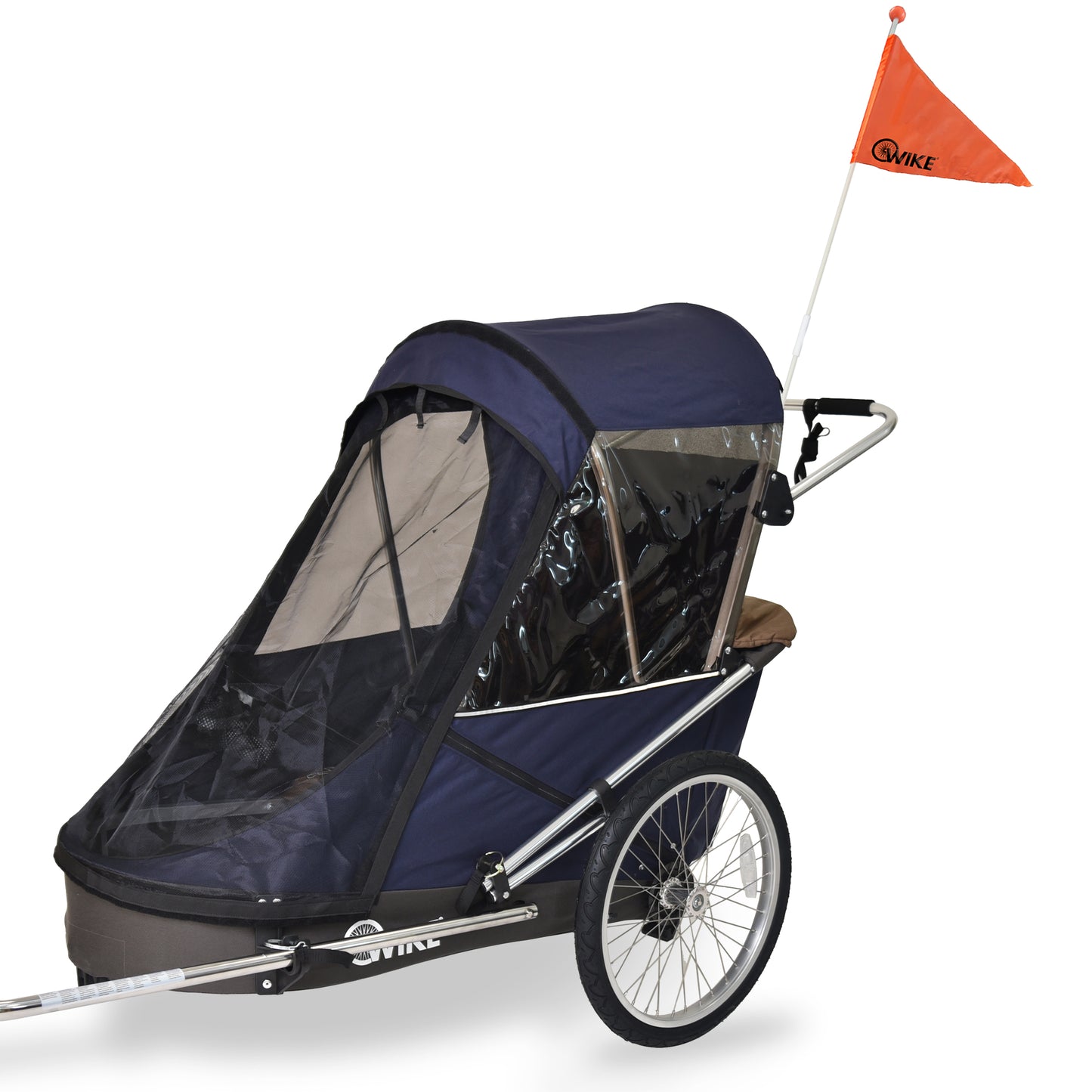 Wike Special Needs Large Bike Trailer (NAVY/BROWN) - includes Stroller & Jogging Kit