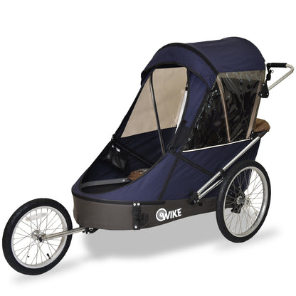 Wike Special Needs Large Bike Trailer (NAVY/BROWN) - includes Stroller & Jogging Kit